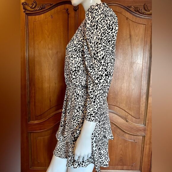 ZARA Dress Snow Leopard Print Tiered Ruffle Size S • BLOGGER FAVORITE - Picture 14 of 16